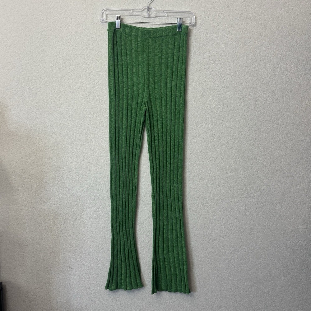 Paloma Wool Green Ribbed Knit Flare Women's Como Pants Size Small S High Wasted